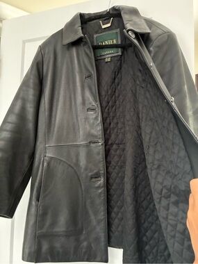 Danier Black Leather Trench Coat with Quilted Lining